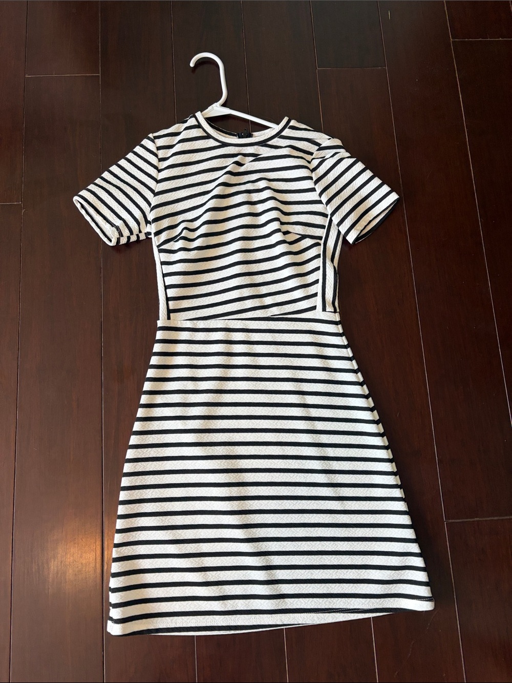 Soprano Black and White Striped Midi A-Line Dress